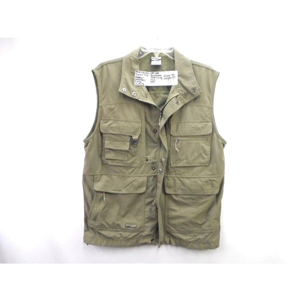 Columbia GRT Men's M Fishing Vest Cargo Utility Nylon Gorpcore Y2K Olive Green